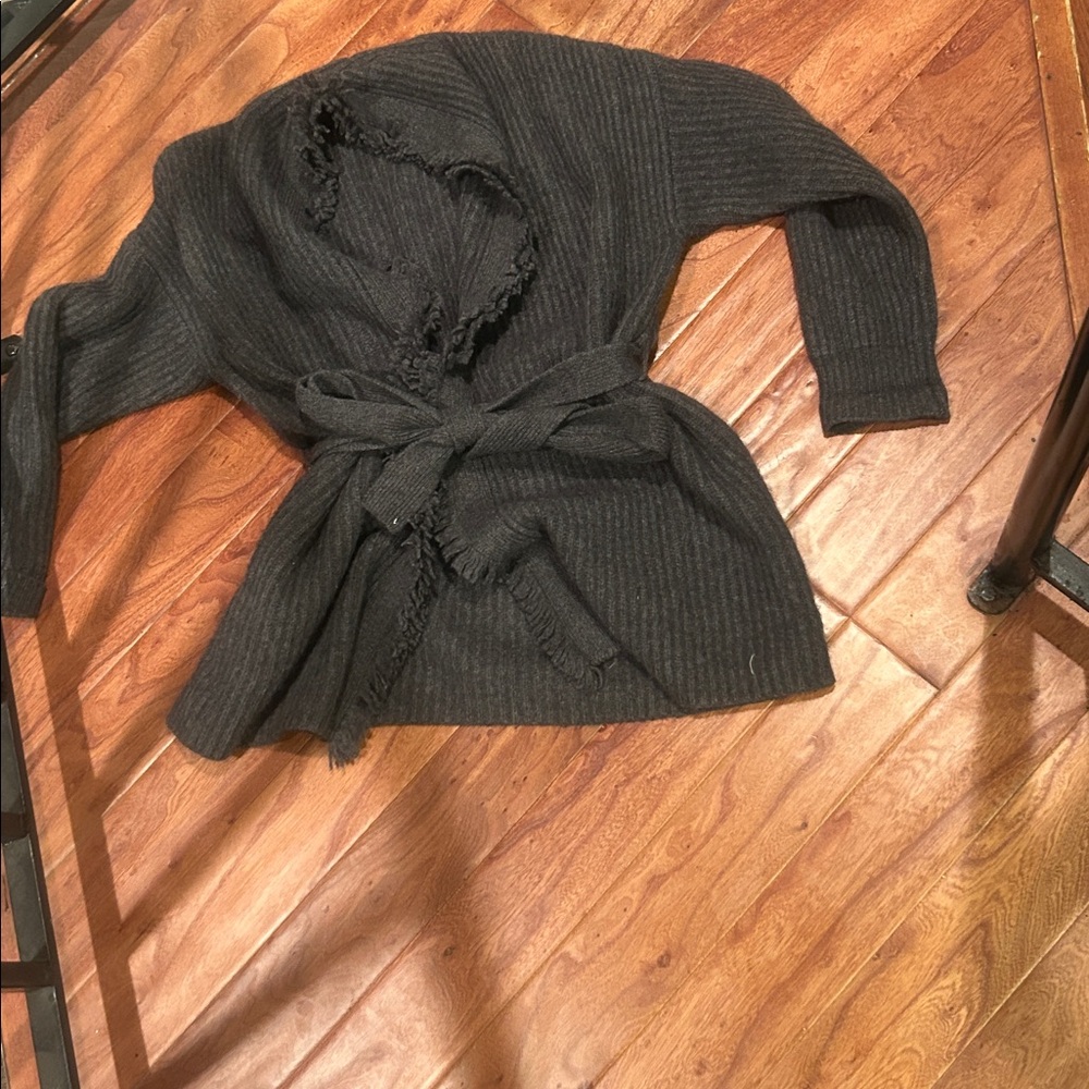 The Cashmere Project Grey 100% Cashmere Tie Cardigan Size XS